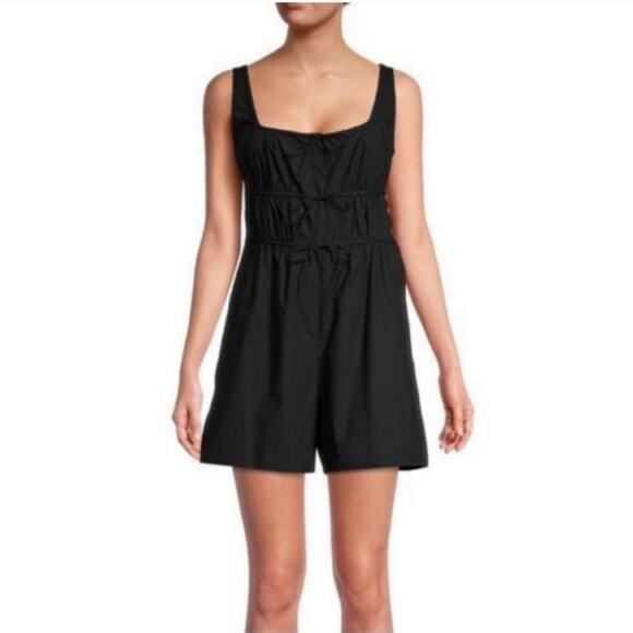 Rebecca Taylor's Poplin Romper Black 6 - Picture 1 of 9